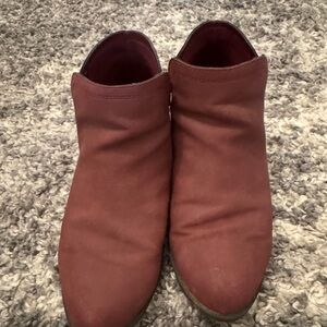 Lane Bryant Red Ankle Boots Suede-Like Slip-On